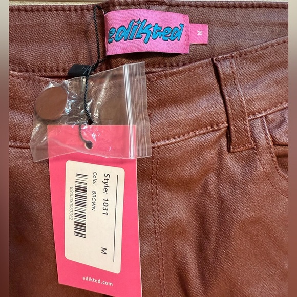Edikted Faux Leather Chocolate Brown Pants - Picture 9 of 11